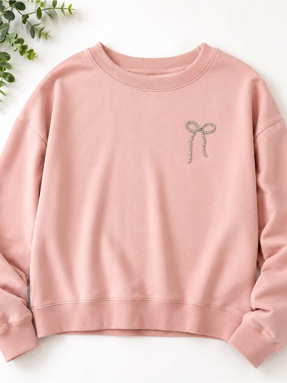 A New Day Pink Rhinestone Bow Crewneck Sweatshirt XL